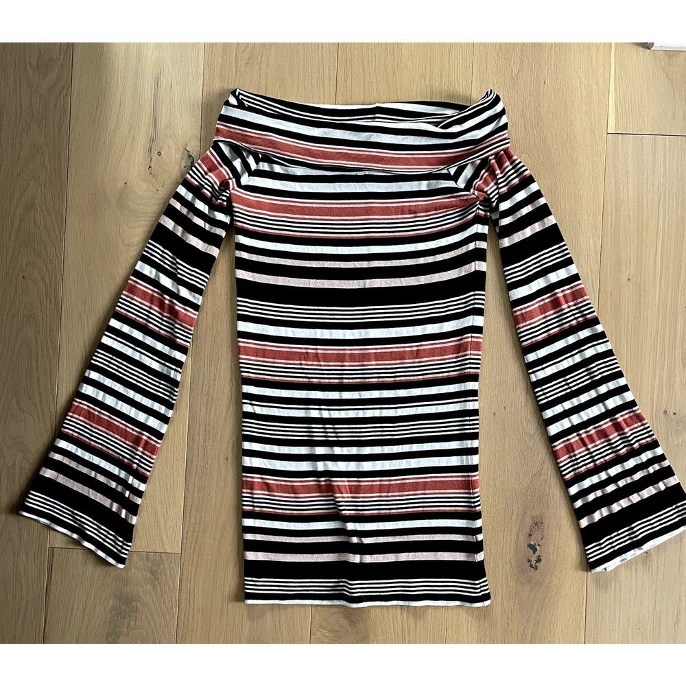 Free People Portland Off the Shoulder Striped Top - Size Large